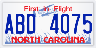 NC license plate ABD4075
