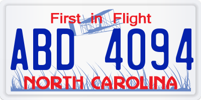 NC license plate ABD4094