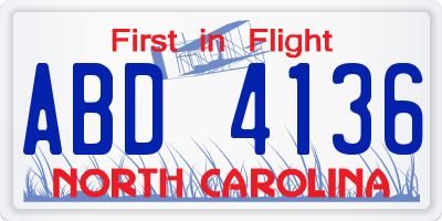 NC license plate ABD4136