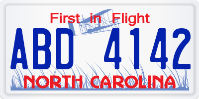 NC license plate ABD4142