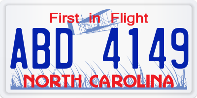 NC license plate ABD4149