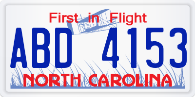 NC license plate ABD4153