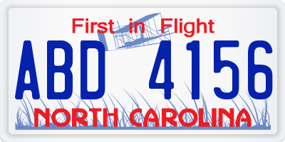 NC license plate ABD4156