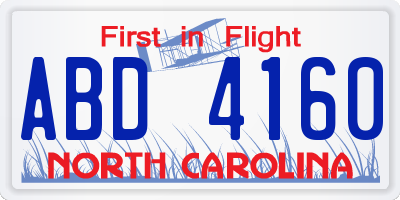 NC license plate ABD4160