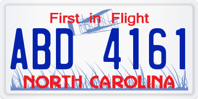 NC license plate ABD4161
