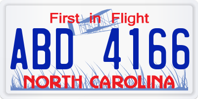 NC license plate ABD4166