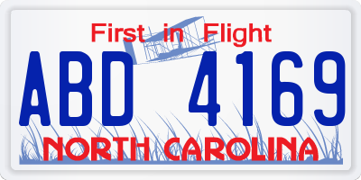 NC license plate ABD4169