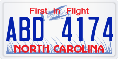 NC license plate ABD4174