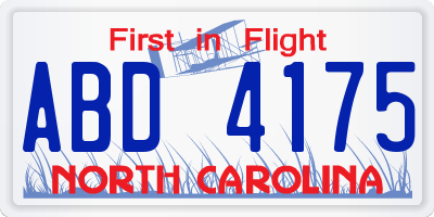 NC license plate ABD4175