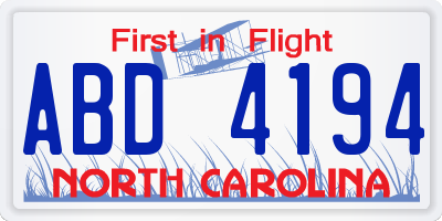 NC license plate ABD4194