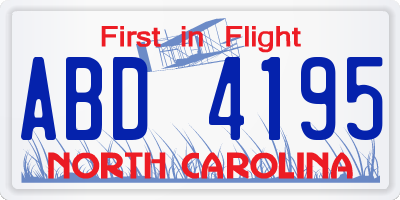 NC license plate ABD4195