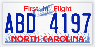 NC license plate ABD4197