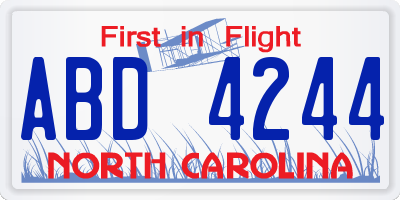 NC license plate ABD4244
