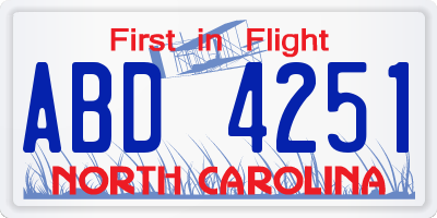 NC license plate ABD4251