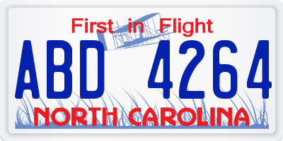NC license plate ABD4264