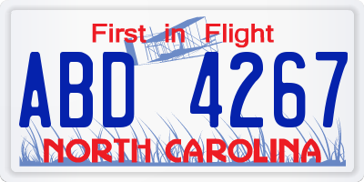 NC license plate ABD4267