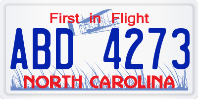 NC license plate ABD4273