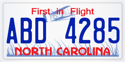 NC license plate ABD4285