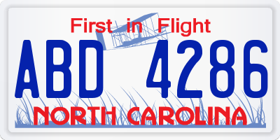 NC license plate ABD4286