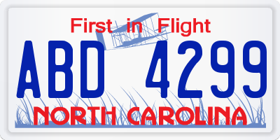 NC license plate ABD4299