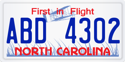NC license plate ABD4302