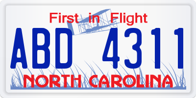 NC license plate ABD4311
