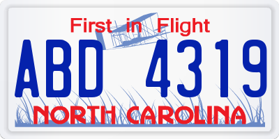 NC license plate ABD4319