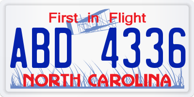 NC license plate ABD4336
