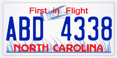 NC license plate ABD4338