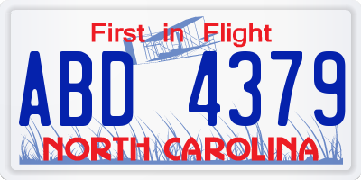 NC license plate ABD4379
