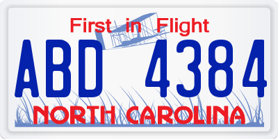 NC license plate ABD4384