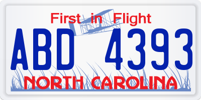 NC license plate ABD4393