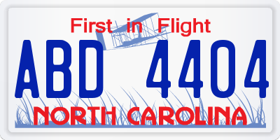 NC license plate ABD4404