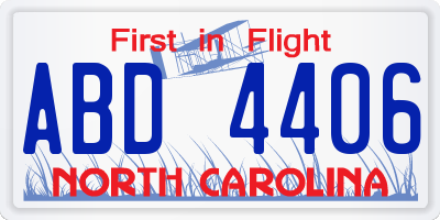 NC license plate ABD4406