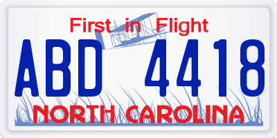 NC license plate ABD4418