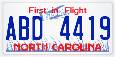 NC license plate ABD4419