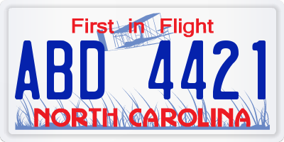 NC license plate ABD4421