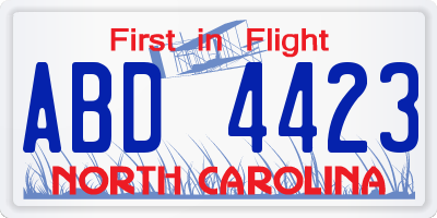 NC license plate ABD4423