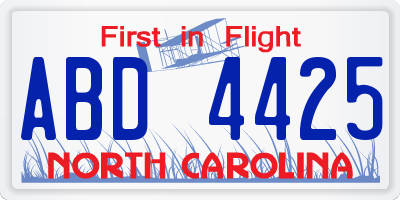 NC license plate ABD4425