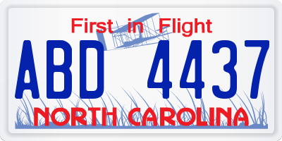 NC license plate ABD4437