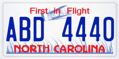 NC license plate ABD4440