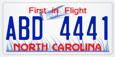 NC license plate ABD4441