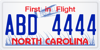 NC license plate ABD4444