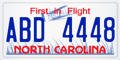 NC license plate ABD4448