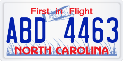 NC license plate ABD4463