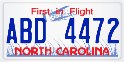 NC license plate ABD4472