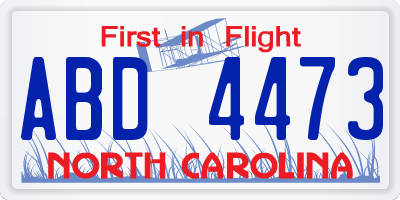 NC license plate ABD4473