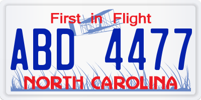 NC license plate ABD4477