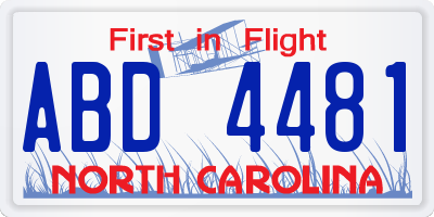 NC license plate ABD4481