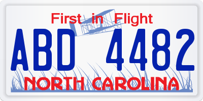 NC license plate ABD4482
